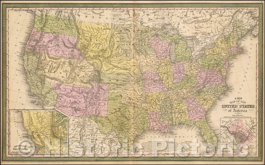 Historic Map - The United States of America, 1854, Cowperthwait, Desilver & Butler v2