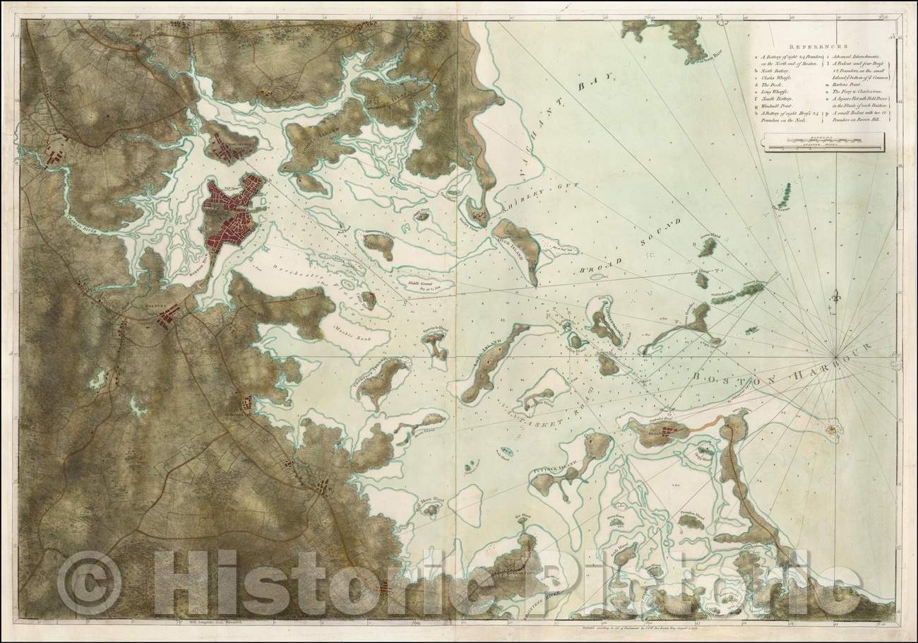 Historic Map - Boston Harbor, 1775, Joseph Frederick Wallet Des Barres v1