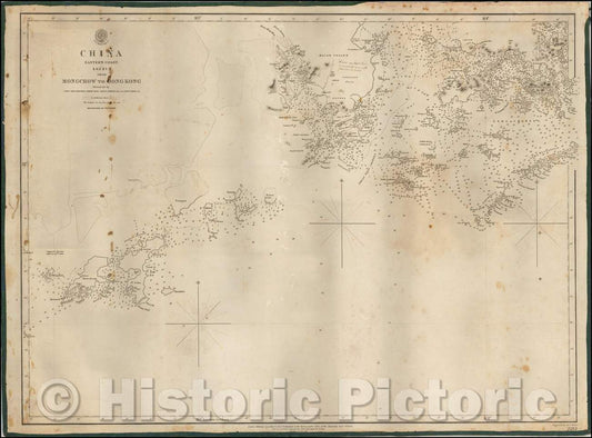 Historic Map - China Sheet I Eastern Coast From Mong Chow to Hong Kong Survey, 1853, British Admiralty - Vintage Wall Art
