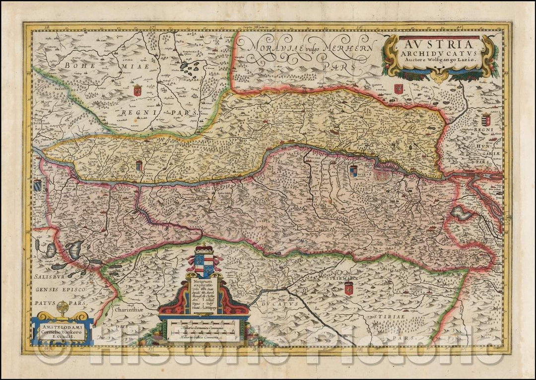 Historic Map - Austria Archiducatus Auctore Wolfgango Lazio, 1631, Cornelis II Danckerts - Vintage Wall Art