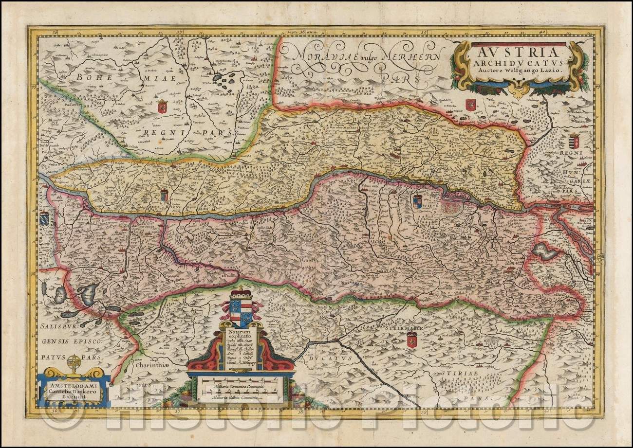 Historic Map - Austria Archiducatus Auctore Wolfgango Lazio, 1631, Cornelis II Danckerts - Vintage Wall Art