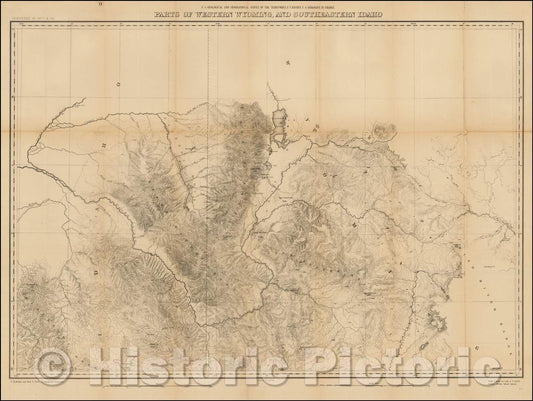 Historic Map - Parts of Western Wyoming, and Southeastern Idaho, 1877, F.V. Hayden - Vintage Wall Art