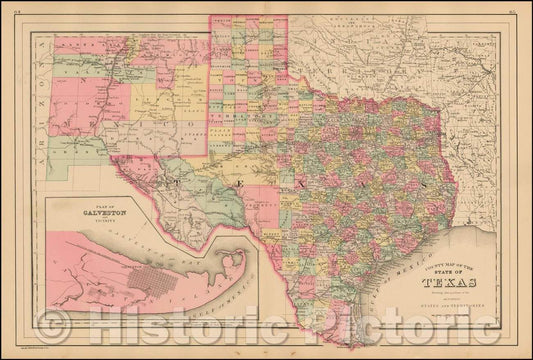 Historic Map - County Map of The State of Texas Showing also portions of the Adjoining States and Territories, 1884, Samuel Augustus Mitchell Jr. v2