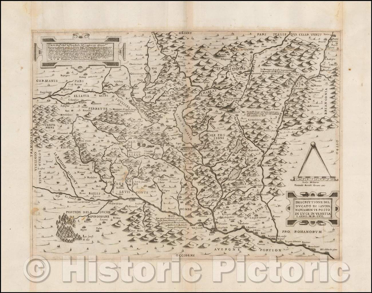 Historic Map - Descrittione Del Ducato Di Savoia Novamente Posto In Luce In Venetia L'Ann, 1562 - Vintage Wall Art
