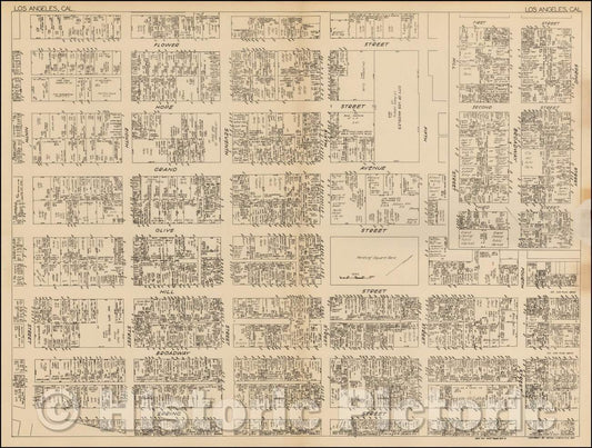 Historic Map - Downtown Los Angeles, 1929, Nathan Nirenstein - Vintage Wall Art