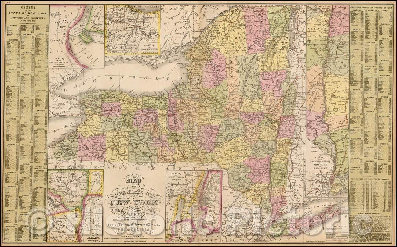 Historic Map - Map of the State of New York, 1853, Thomas, Cowperthwait & Co. v3