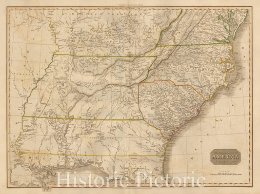 Historic Map - United States of America, Southern Part, 1809, John Pinkerton v1