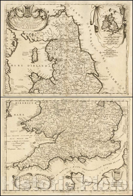 Historic Map - Parte Settentrionale Del Regno D'Inghilterra, 1690, Vincenzo Maria Coronelli v2