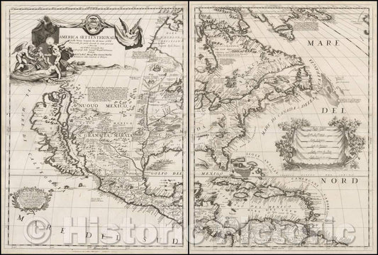Historic Map - America Settentrionale Colle Nuove Scoperte Sin All Anno, 1688, Vincenzo Maria Coronelli v3