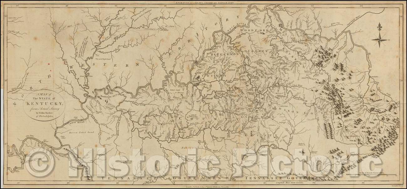 Historic Map - State of Kentucky, from Actual Survey, 1795, Thomas Condor - Vintage Wall Art