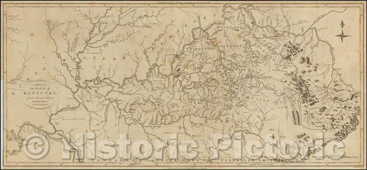 Historic Map - State of Kentucky, from Actual Survey, 1795, Thomas Condor - Vintage Wall Art
