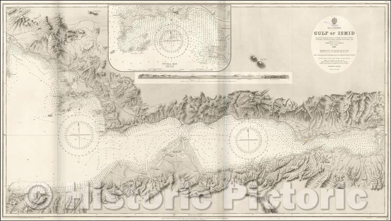 Historic Map - Sea of Marmara - Gulf of Ismid Surveyed, 1883, British Admiralty - Vintage Wall Art
