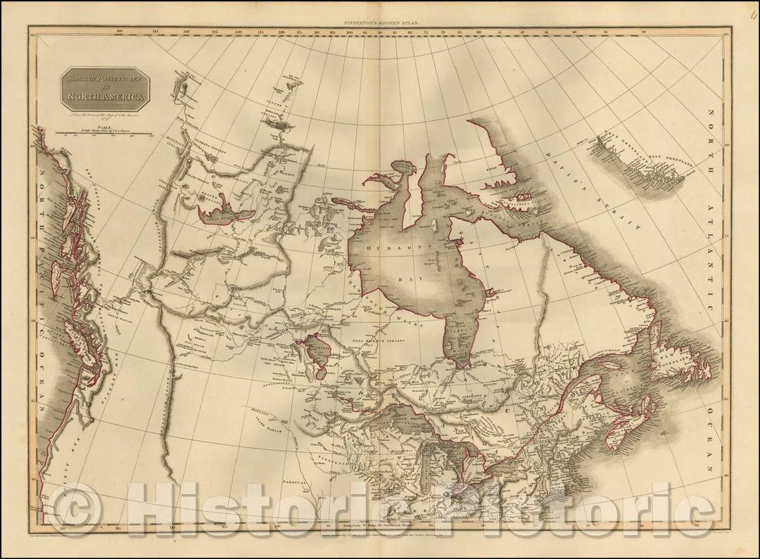 Historic Map - British Possessions in North America From Mr. Arrowsmith's Map of North America, 1814, John Pinkerton - Vintage Wall Art