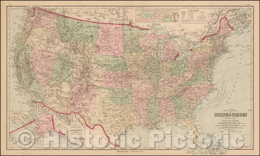 Historic Map - Gray's New Map of the United States, 1879, O.W. Gray v1