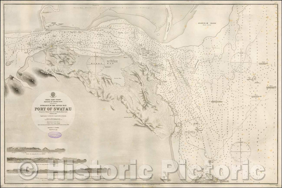 Historic Map - Entrance of the River Han Port of Swatau, 1865, British Admiralty - Vintage Wall Art