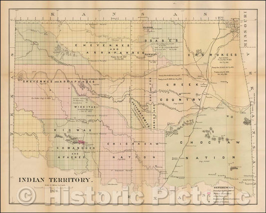 Historic Map - Indian Territory, 1876, Lehman & Bolton v3