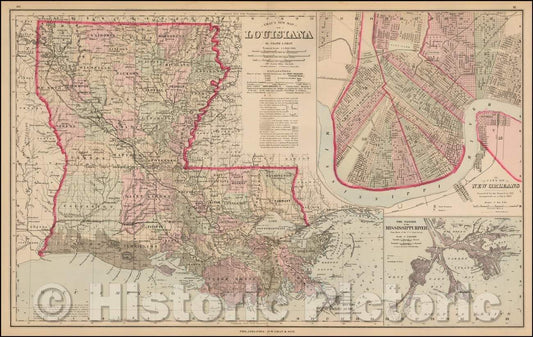 Historic Map - Gray's New Map of Louisiana, 1878, O.W. Gray v2
