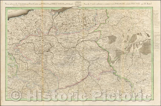 Historic Map - Neue militairische Situations=und Post=Carte von Polen und Preussen von I.E. Ki/Maps of Puerto Rico, 1813, Johann Ernst Knittel - Vintage Wall Art
