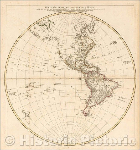 Historic Map - Hemisphere Occidental ou du Nouveau Monde Publie, 1761, Jean-Baptiste Bourguignon d'Anville - Vintage Wall Art
