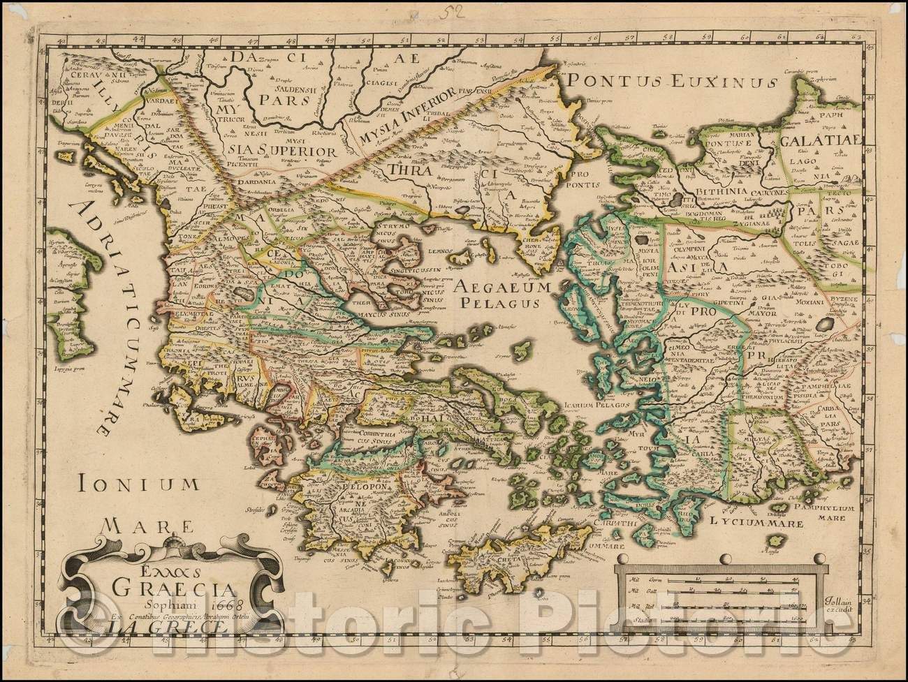 Historic Map - Zutphania (Zutphen) / View of Zutphen on the Ysel River, with a large coat of arms, 1668, Francois Jollain - Vintage Wall Art