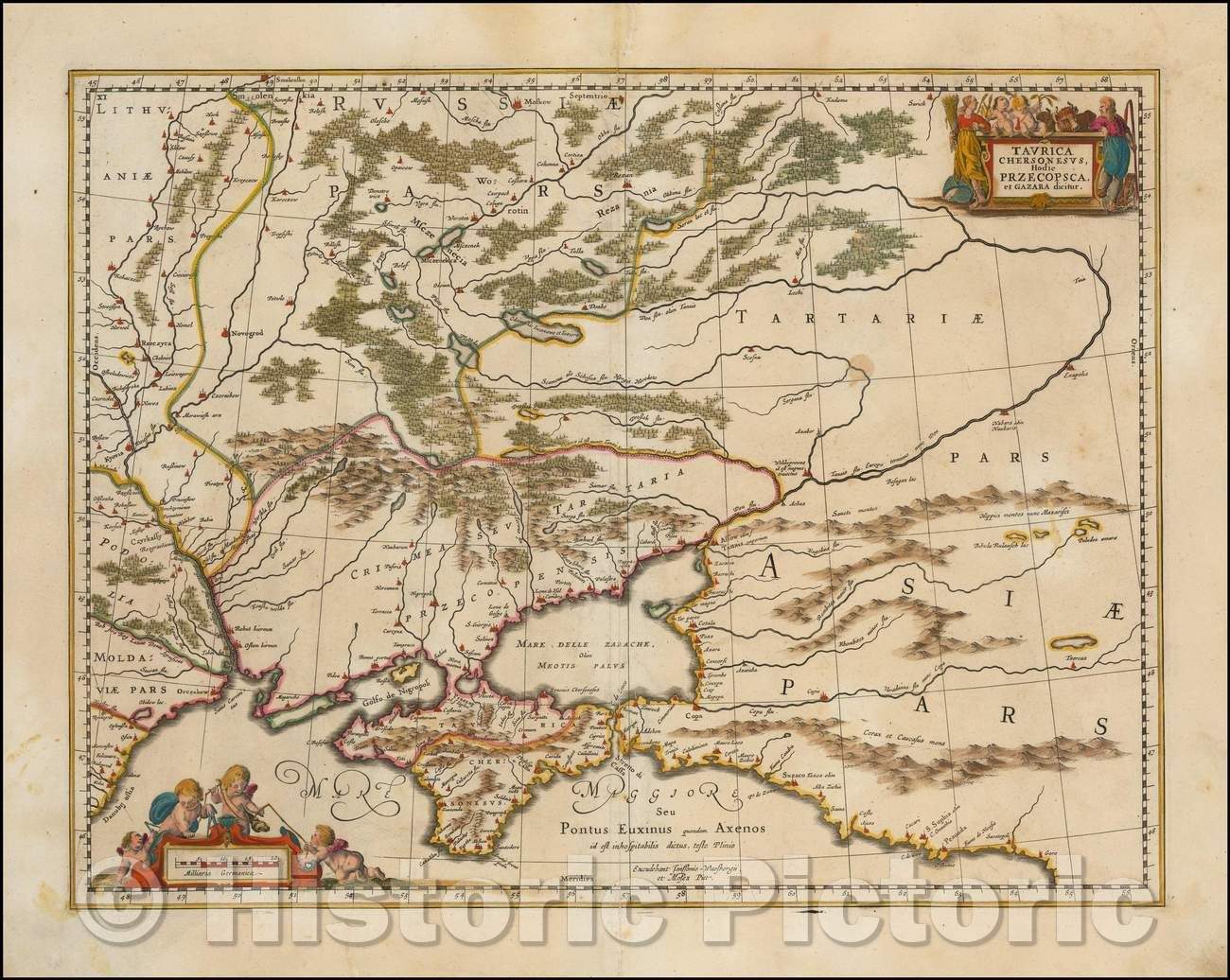 Historic Map - Taurica Chersonesus, Hodie Przecopsca, at Gazara dicitur, 1680, Moses Pitt - Vintage Wall Art