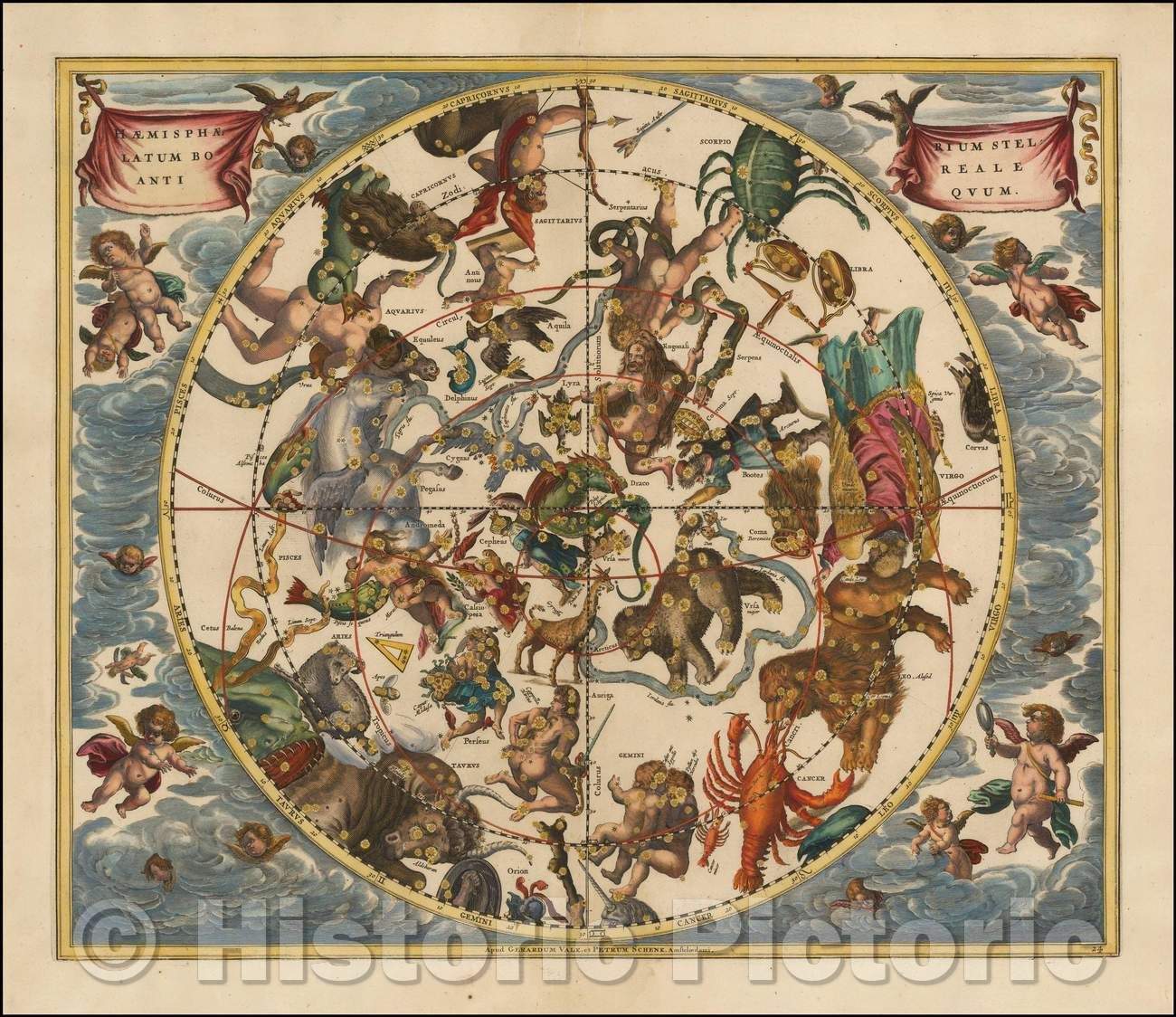 Historic Map - Haemisphaerium Stellatum Boreale Antiquum, 1660, Andreas Cellarius v3