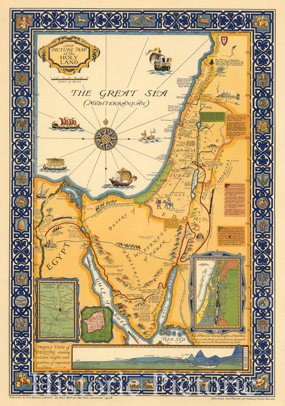 Holy Land - Pictorial Map, 1928 | Historical Map Print