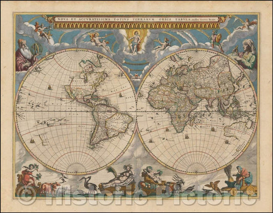 Historic Map - Nova et Accuratissima Totius Terrarum Orbis Tabula Auctore Joanne Blaeu, 1662, Johannes Blaeu v2