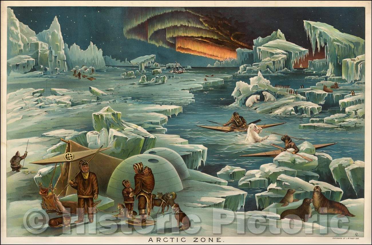 Historic Map - Arctic Zone, 1893, Levi W. Yaggy - Vintage Wall Art