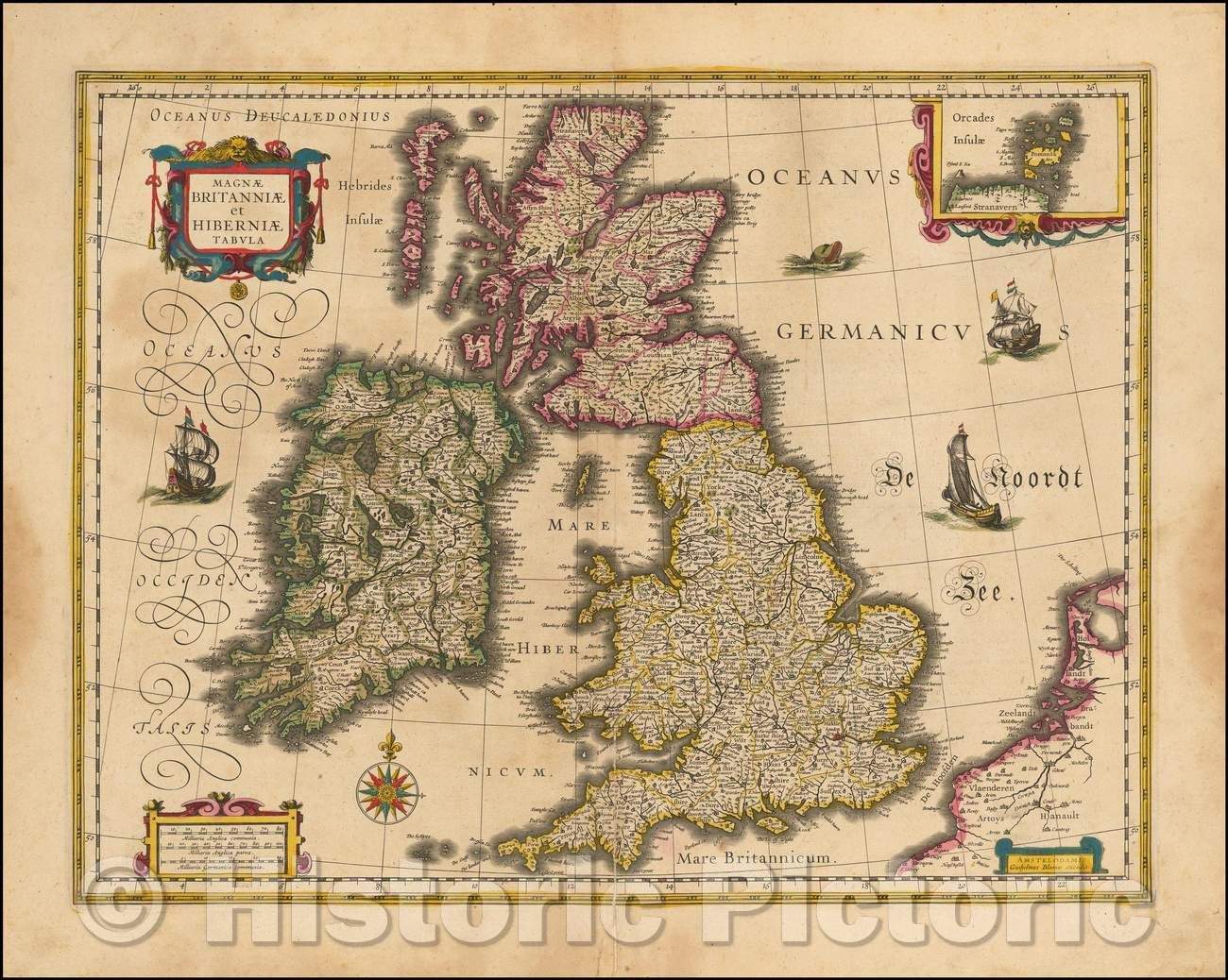 Historic Map - Magnae Britanniae et Hiberniae Tabula, 1634, Willem Janszoon Blaeu v2
