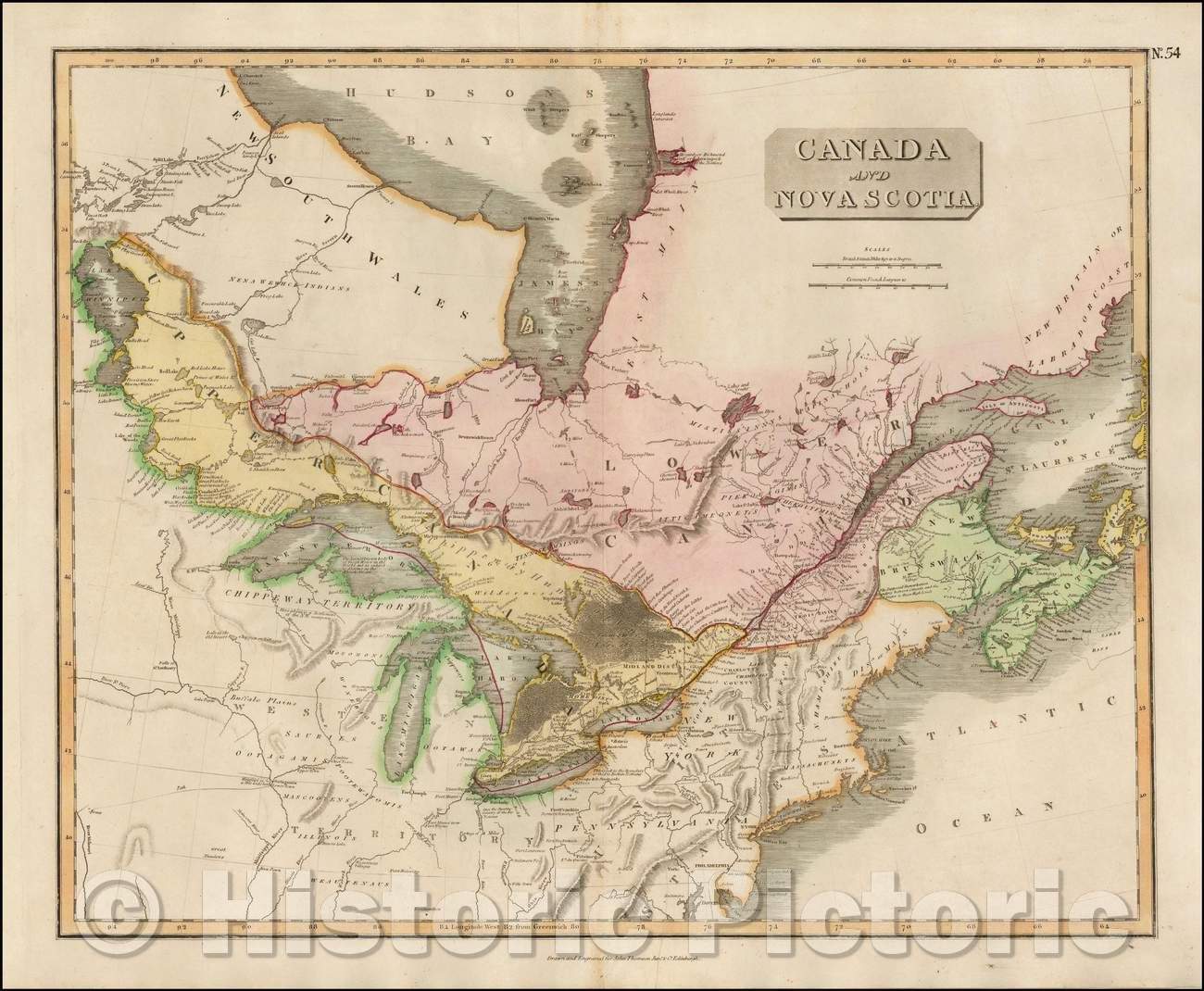 Historic Map - Canada and Nova Scotia, 1815, John Thomson v2