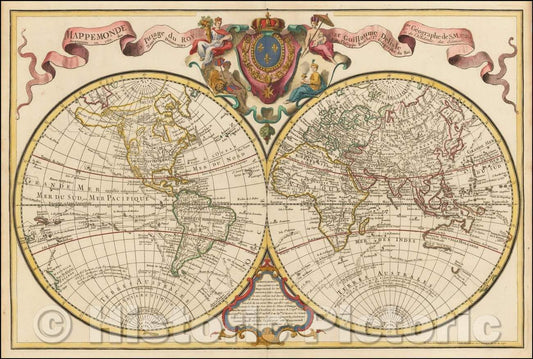 Historic Map - Mappemonde a l'usage du Roy Par Guillaume Delisle 1er.-Geographe de S.M. 1720. Augmentee en 1755 des Nouvelles Decouvertes, 1755 v1