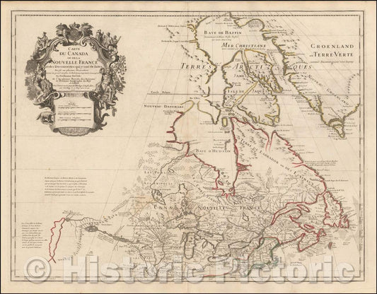 Historic Map - Carte Du Canada ou de la Nouvelle France et des Decouvertes qui y ont ete faits, 1703, Guillaume De L'Isle v2