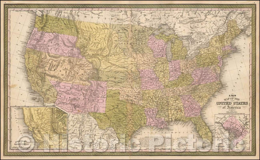 Historic Map - The United States of America, 1854, Cowperthwait, Desilver & Butler v3