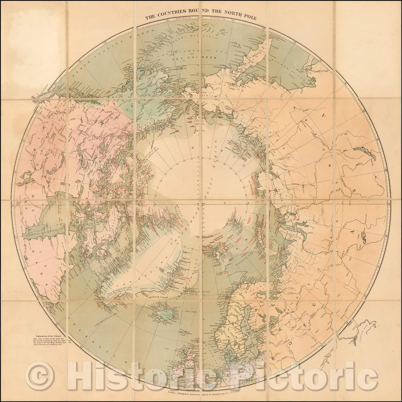 Historic Map - The Countries Round the North Pole, 1878, Edward Stanford - Vintage Wall Art