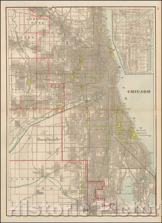 Historic Map - Chicago, 1893, George F. Cram v2