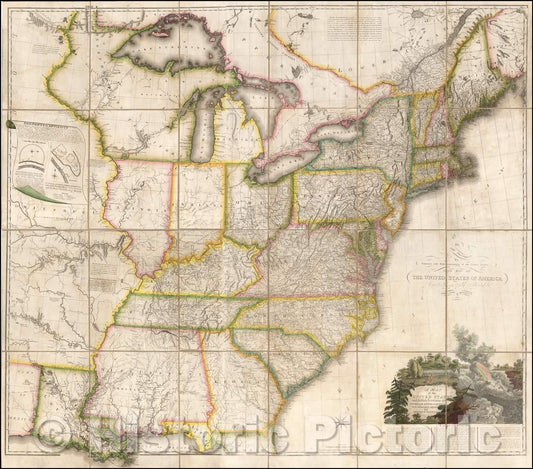 Historic Map - Map of The United States of America, 1816, Thomas Kensett v2