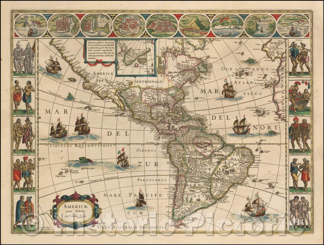 Historic Map - Americae Nova Tabula, 1642, Willem Janszoon Blaeu v3