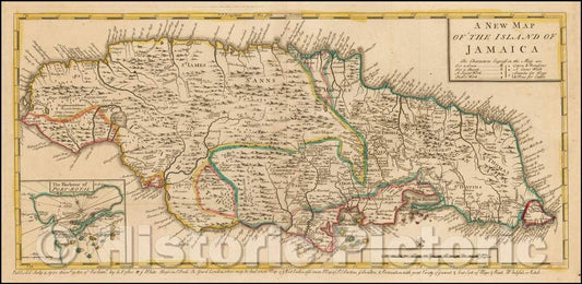 Historic Map - The Island of Jamaica, 1740, George Foster - Vintage Wall Art