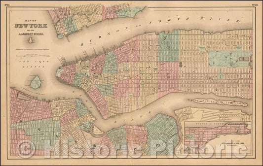 Historic Map - Map of New York And the Adjacent Cities, 1860, Joseph Hutchins Colton v2