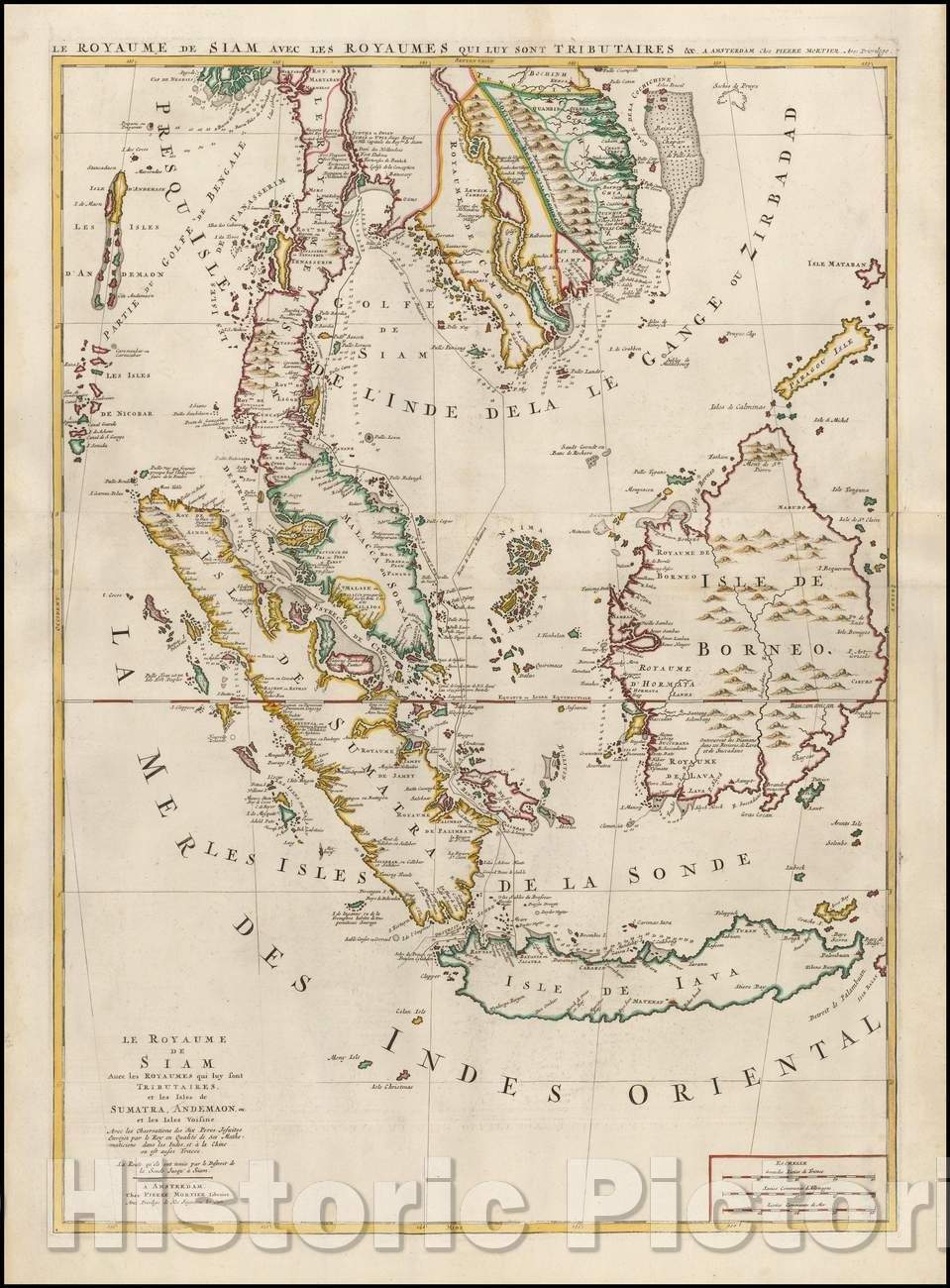 Historic Map - Le Royaume de Siam Avec les Royaumes qui luy sont Tributaires et les Isles de Sumatra, Andemaon et les Isles Voisine Avec les Observations, 1700 v2