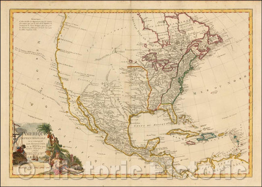 Historic Map - L'Amerique Septentrionale ou se remarquent Les Etats Unis, 1796, Louis Brion de la Tour v2