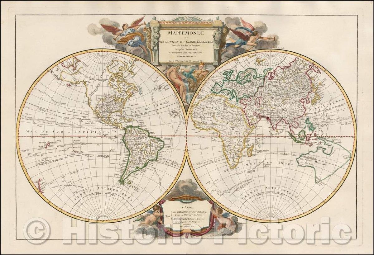 Historic Map - Mappemonde ou Description Du Globe Terrestre dressee sur les memoires les plus nouveaux, et assujettie aux observations astronomiques, 1752 v2