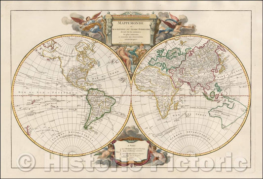 Historic Map - Mappemonde ou Description Du Globe Terrestre dressee sur les memoires les plus nouveaux, et assujettie aux observations astronomiques, 1752 v2