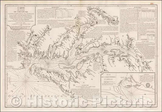 Historic Map - Baie De Chesapeake et de la Partie navigable des Rivieres, James, York, Patomack, Patuxeo, Patapasco, North-East, Choptauk et Pokomack, 1778 v3