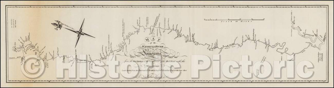 Historic Map - Map of the Washita river in Louisiana from the Hot Springs to the confluence of the Red River with the Mississippi, 1804, George T. Dunbar v11