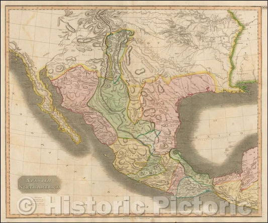 Historic Map - Spanish North America, 1814, John Thomson v3