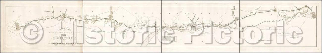 Historic Map - Map of the United States Mail Route, 1838, Samuel Honeyman Kneass - Vintage Wall Art