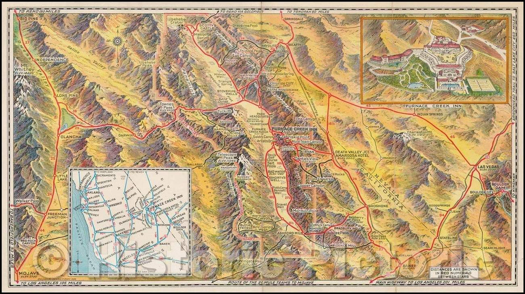 Historic Map - Death Valley, 1934, Gerald A. Eddy - Vintage Wall Art