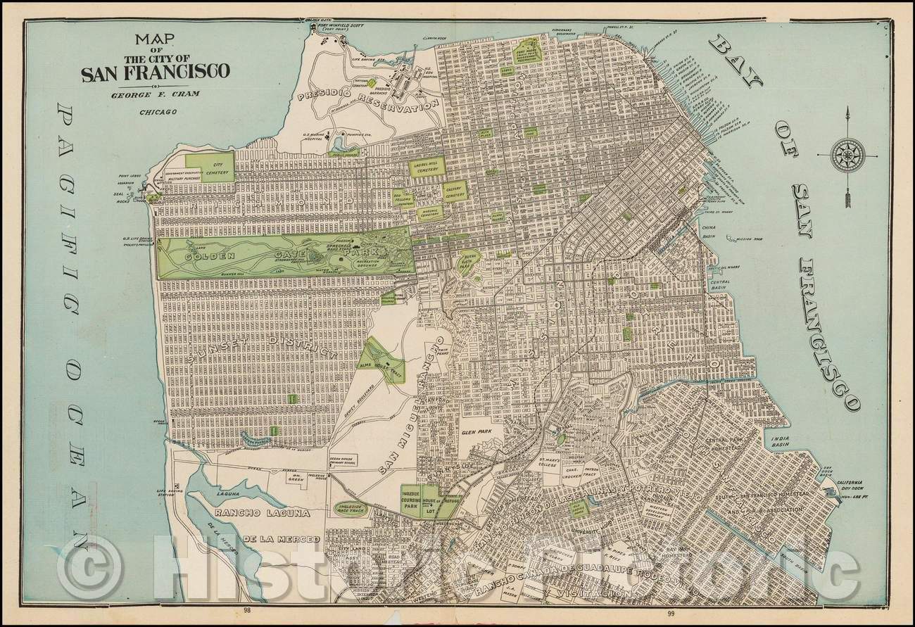 Historic Map - Map of The City of San Francisco, 1892, George F. Cram v2
